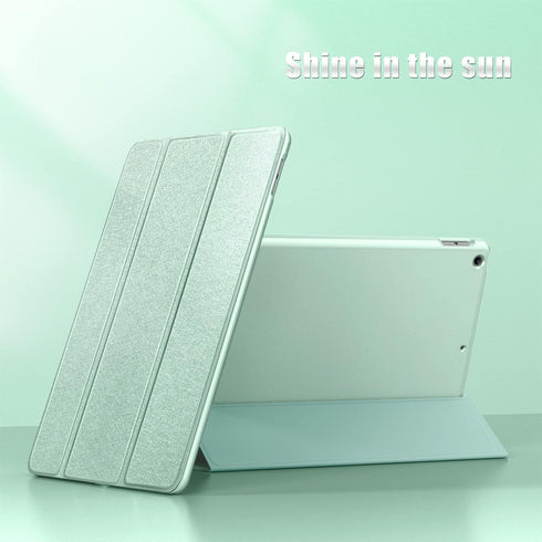 DTTO for iPad 9th/8th/7th Generation 10.2 inch Case, Premium Silk Pattern Slim Trifold Stand Cover - Matcha Green