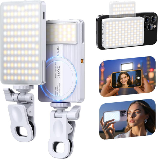 SEAEYES Magnet Phone Light, 160 LED Dual Side Selfie Light Compatible with iPhone
