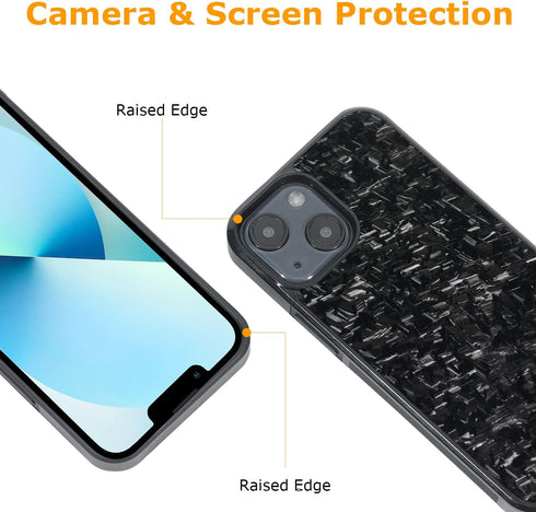molzar Grip Series Case for iPhone 13 Mini, Real Forged Carbon Fiber, Built-in Metal Plate, Wireless Charging, Glossy