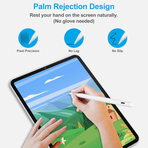 Stylus Pen for iPad (2024-2018), Pencil with Palm Rejection, Compatible with iPad Air 11"/13"(M2)/5/4/3, Pro 11"/13",