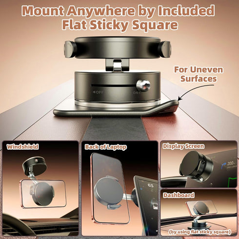 SEVENKA 360 Rotatable Vacuum Magnetic Phone Holder Stretchable Clamp Compatible with iPhone Samsung All Phone