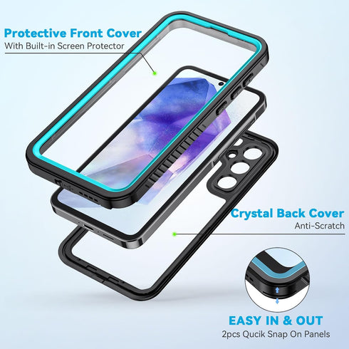 Lanhiem for Samsung Galaxy A55 5G Case - Blue IP68 Waterproof Dustproof Rugged Full Body Shockproof Phone Cover