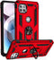 Military Grade Drop Impact Moto One 5G Ace Case, Red Heavy Duty Shockproof Armor with 360 Metal Rotating Ring Kickstand