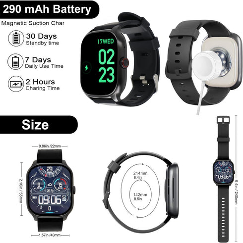 Smart Watch (Answer/Make Calls), 2024 Newest 2.01" Fitness Tracker, Heart Rate/Sleep Monitor, Waterproof Women's Men's