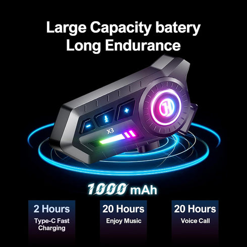 YYTFY Headset IPX67 5.3 /1200mAh Headset Motorcycle Bluetooth with Voice Assistant,Helmet Speakers Waterproof