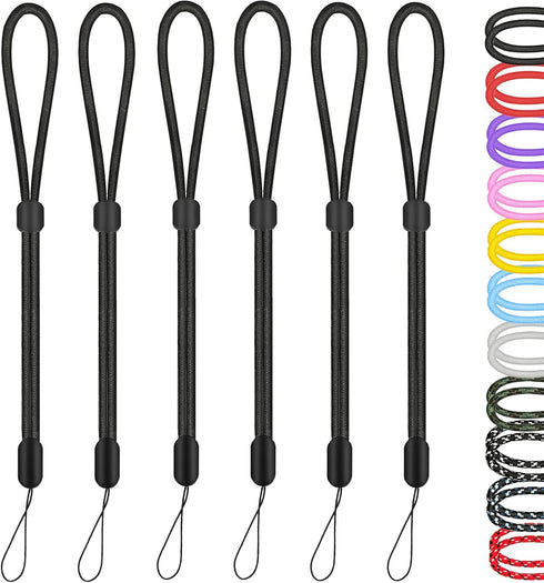 Hand Wrist Strap Lanyard, 6 Pack Adjustable Nylon Wristlet Straps for Cell Phone, Camera, GoPro, USB Drive (Black)