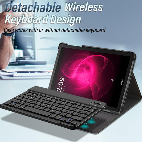 Keyboard Case for T-Mobile Revvl Tab 5G 10.36 Inch Tablet 2023, Slim PU Stand Cover with Bluetooth Keyboard
