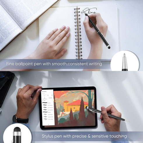 ORIbox 12pcs Stylus Pen Ballpoint Pen, Universal 2 in 1 Capacitive Stylus for iPad, iPhone, Samsung, All Touch Screen
