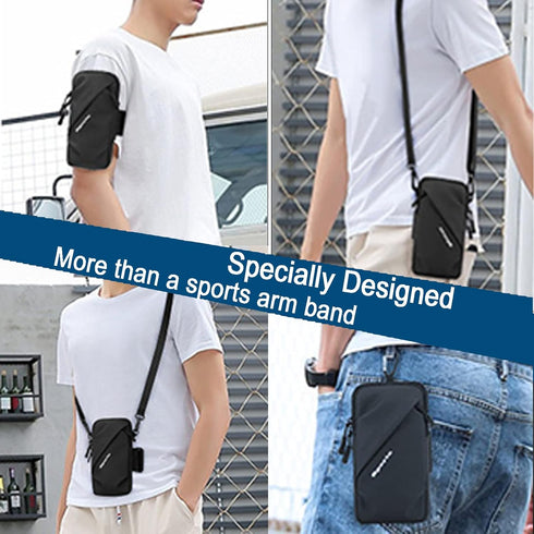 Phone Holder Arm Band, Small Crossbody Shoulder Holsters Bag for iPhone and Android, Use for Running, Walking, Hiking &