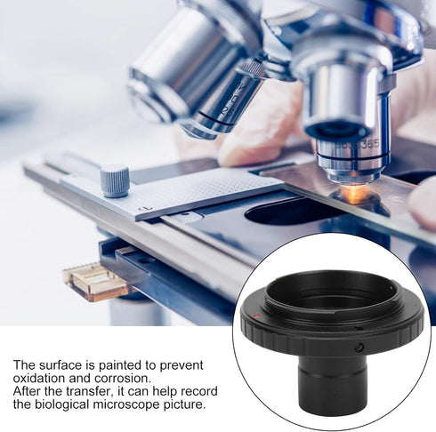Zyyini Microscope Lens Adapter, Aluminium Alloy Black 23.2mm T-Mount for Nikon F-Mount SLR Camera, Biological Microscope