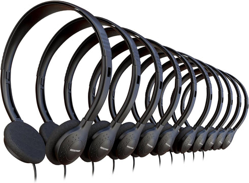 Redskypower 10 Pack Bulk Wired Headphones, On Ear with 3.5mm Jack, 4ft Tangle