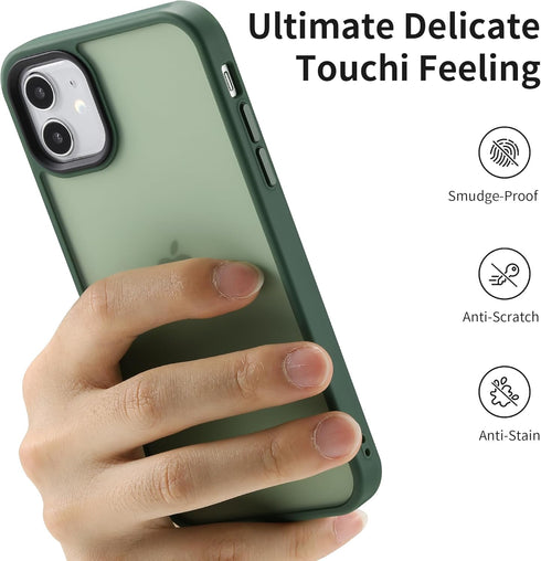 Shockproof Hard Back Case for iPhone 11, Military Grade Drop Protection, Frosted Green