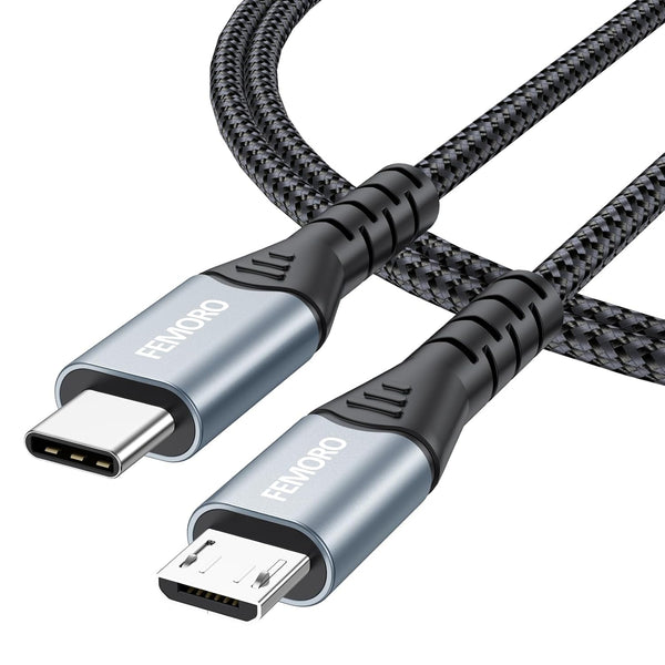 USB C to Micro USB Cable 3 ft, FEMORO Micro USB to USB C Adapter Cable for MacBook Pro, Galaxy S22 S21 S10, LG, HTC
