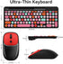 Wireless Keyboard and Mouse Combo, Retro Typewriter Wireless Keyboard with Round Keycaps, 2.4GHz Compact USB Cute