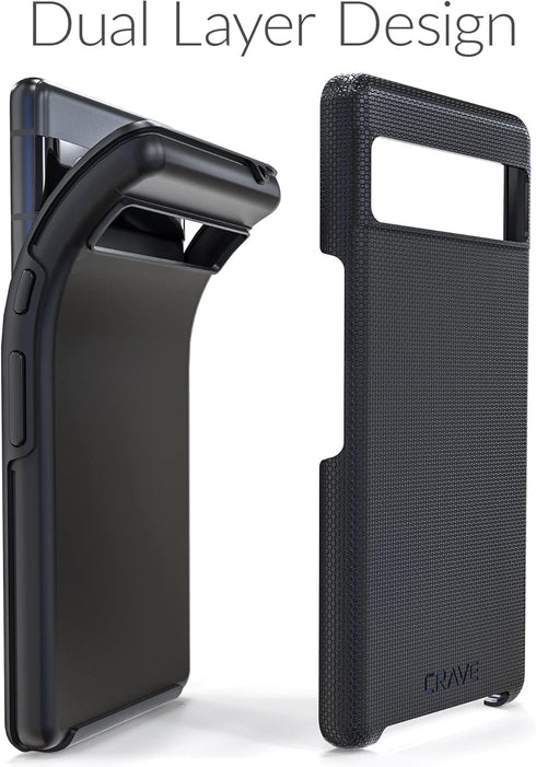 Crave Dual Guard for Google Pixel 7a Case, Shockproof Protection Dual Layer Case - Black