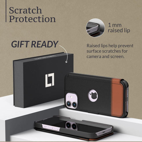 LUPA Legacy Compatible for iPhone 11 Wallet Case - Slim Durable Faux Leather Case with Card Holder