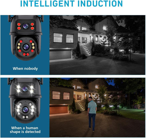 ICSEE WiFi Camera Security, 6MP Dual Lens, Wireless PTZ, Waterproof, Human Detection, Full Color Night Vision 65ft,