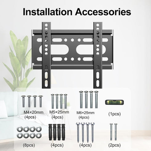 Fixed TV Wall Mount for 14-42" Flat Screen TVs, Small Wall Mount Bracket, Easy Install Low Profile
