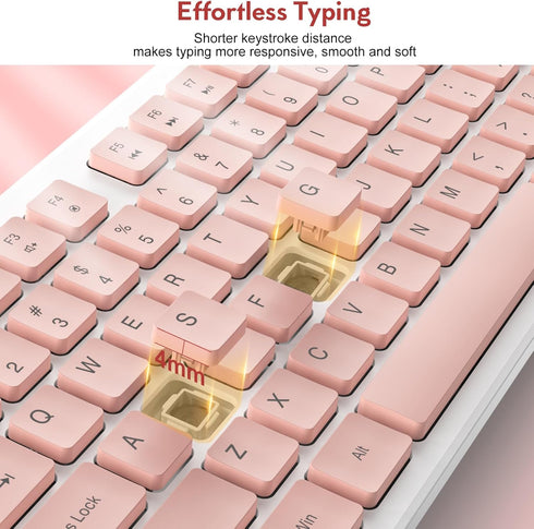 Trueque Wireless Keyboard and Mouse, Silent 2.4GHz Cordless Full Size USB Mouse Combo, Long Battery Life for Computer,