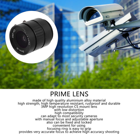 SYH&AQYE 3MP 8mm 48 CS Mount Lens, Focus Length Manual Aperture, Field of View Lens for Surveillance DIY Camera