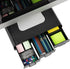 Mind Reader Monitor Stand with 3 Storage Drawers, Desktop Organizer Riser, Set of 2, 13.5"L x 13"W x 4"H, Black