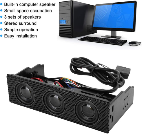 PC Front Panel Media Dashboard, PC Front Panel Speaker Stereo Surround Computer Case Builtin Mic Loudspeaker 5.25in Computer Case Front Bay