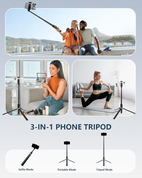 SonixForce 67 360 Automatic Phone Tripod, Auto-Deploy Selfie Stick Tripod with Remote - Rotatable Extendable - Portable