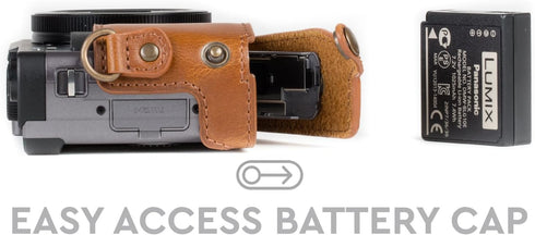 MegaGear MG1260 Ever Ready Leather Camera Case for Panasonic Lumix DC-ZS80, DC-ZS70, DC-TZ95, DC-TZ90 - Light Brown