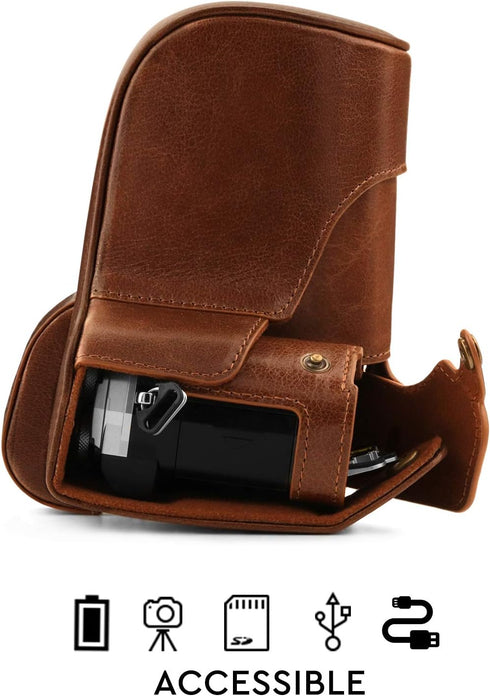 MegaGear MG1863 Ever Ready Genuine Leather Camera Case for Olympus Om-D E-M5 Mark III - Brown