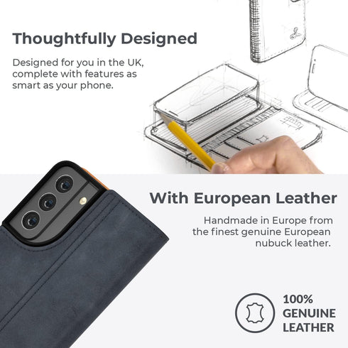 Snakehive Samsung Galaxy S22 Plus Leather Case, Genuine Leather Wallet Phone Case with Card Holder, Flip Folio Cover