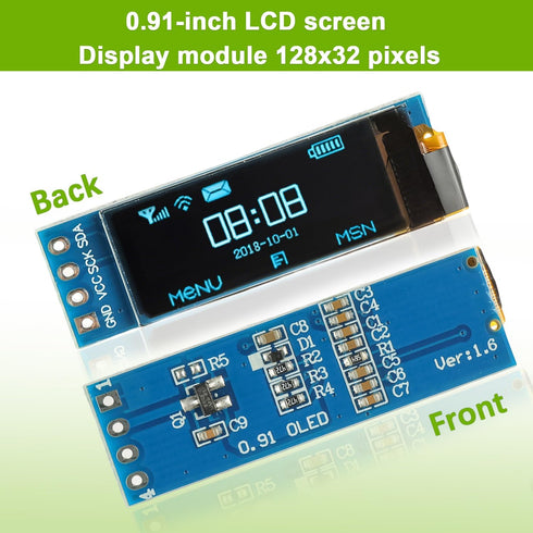 EPLZON 5 Pack 0.91 inch 128x32 OLED IIC Display Module Pixel Mini Self-Luminous Display Screen Board for Arduino