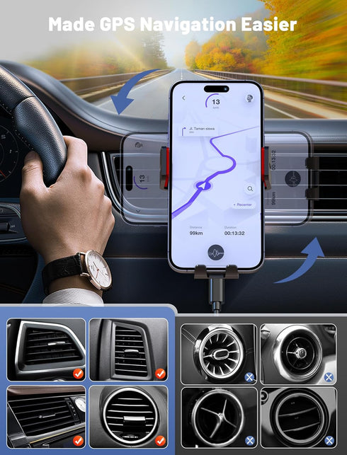 MOKPR 15W/10W/7.5W 15/14/13/13 Pro/12 Max/12/11/10/8 Wireless Car Charger, Auto-Clamping Car Mount Fast Charging Air