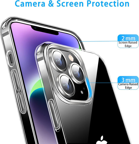 JJGoo Clear Soft Shockproof Case for iPhone 14 Pro, Slim Thin Bumper Cover, Transparent Phone Case