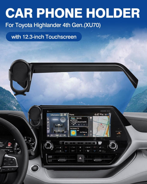 Autorder Custom Fit Car Phone Holder for 2020-2025 Toyota Highlander Accessories, 12.3" Screen Cell Phone Mount,