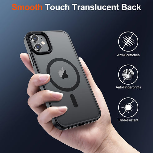 SUPFINE Magnetic iPhone 11 Case, Slim Translucent Matte Shockproof Cover with 10 FT Military Grade Drop Protection,