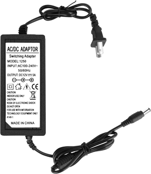 Waysse 12V 5A Power Supply Adapter, AC DC Converter 100-220V to 12 Volt 5 Amp Transformer for LED Strip Light