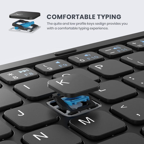 Foldable Bluetooth Keyboard, Portable Full Size with Touchpad, Wireless Travel Keyboard for Windows, iOS, Android