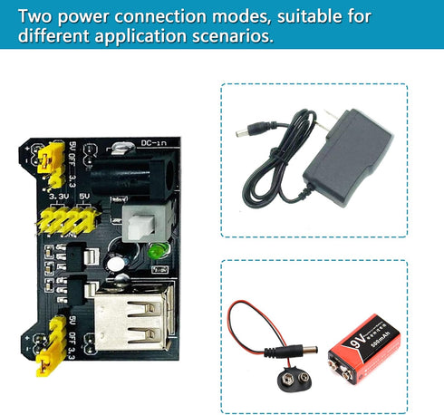 Upgraded Electronics Component Fun Kit, Power Supply Module, Jumper Wire, 830 Breadboard, LED, Capacitor, Diode,
