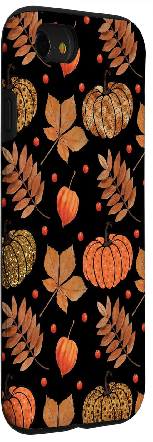 iPhone SE (2020) / 7 / 8 Case with Fall Leaves and Pumpkins Pattern, Halloween Autumn Gifts