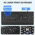 MIKUSO Cover,104 Large Print Keyboard for Seniors,Big Key Low Vision Keyboard with Wrist Rest & Included Dust Key