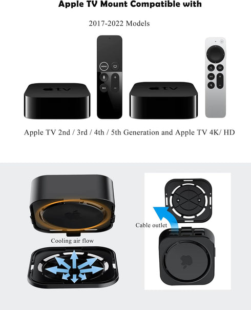 Wall Mount for Apple TV, Anti-Theft Holder Fit for Ceiling Mount Compatible with Apple TV 2nd / 3rd / 4th / 5th