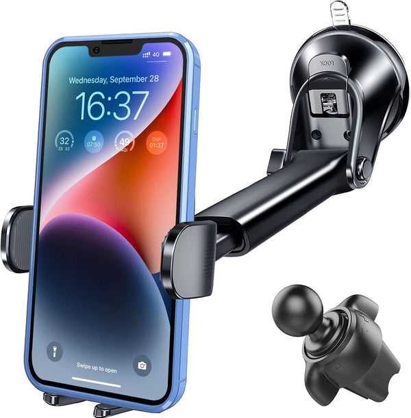 APPS2Car Suction Cup Phone Mount for Windshield/Dashboard/Air Vent with Sticky Gel Pad, Compatible with All Cellphones