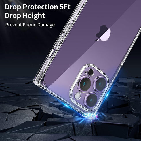 Tzomsze Clear Cute Case for iPhone 14 Pro Max 6.7 Inch, Full Camera Protection & Reinforced Corners, Neon Green