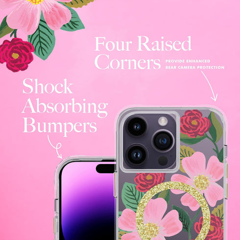 Rifle Paper Co. iPhone 14 Pro Max Case, Compatible with MagSafe, 10ft Drop Protection, Cute Floral Pattern,