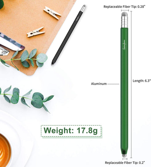 StylusHome Stylus for Touch Screens (2 Pcs), High Sensitivity 2 in 1 Fiber Tips Pen with 8 Extra Replaceable Tips, Stylus for iPad iPhone Tablets Samsung All Universal Touch Screen (Black & Green)