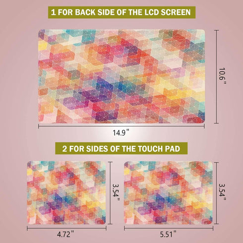 Laptop Notebook Skin Sticker Cover Decal, Fits 12 to 15.6 inch Laptops, Easy to Apply and Change Styles (Colorful Grid)