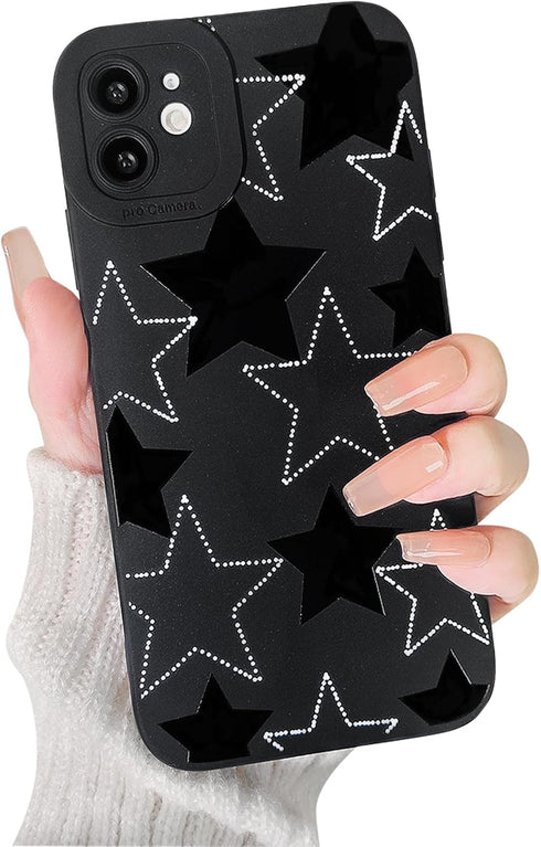 Compatible Black&White Star iPhone 11 Case, Cute Cool Design for Girls Women, Soft TPU Shockproof Protective