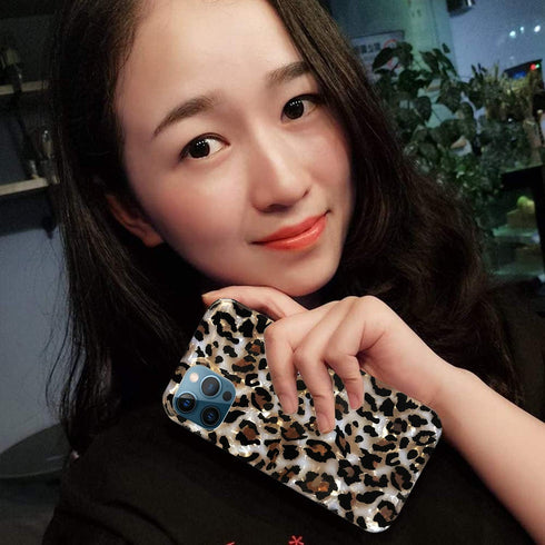 J.west Leopard Case for iPhone 11 Pro Max 6.5", Cute Sparkle Translucent Clear Stylish Cheetah Design