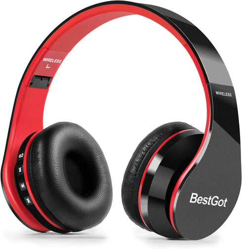 2024 Kids Bluetooth Headphones BT6002 Wireless Headphones for Kids Children Adults for School Foldable Headset for 18 Hours for PC/Phone/Tablets/TV (Black/Red)