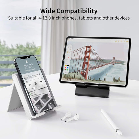 SAIJI Adjustable Tablet Stand Holder, Portable Foldable Desktop Dock for iPad, iPhone, Nintendo Switch, Samsung Galaxy